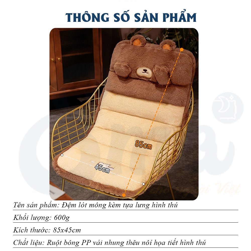 Đệm ngồi hình thú 4 lớp , mặt lông mềm mịn, siêu ấm đáy chống trượt được chọn màu