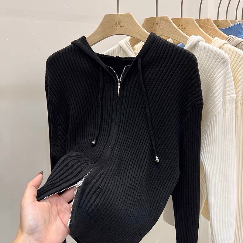 Áo khoác dệt kim khóa kéo giống Jennie Blackpink