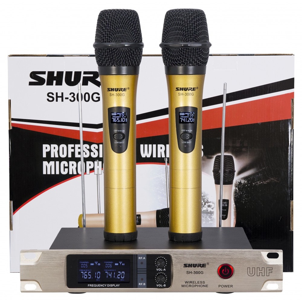 (Combo 2 micro) Micro không dây Shure SH 300G hút âm mạnh giá rẻ BH 12 THÁNG