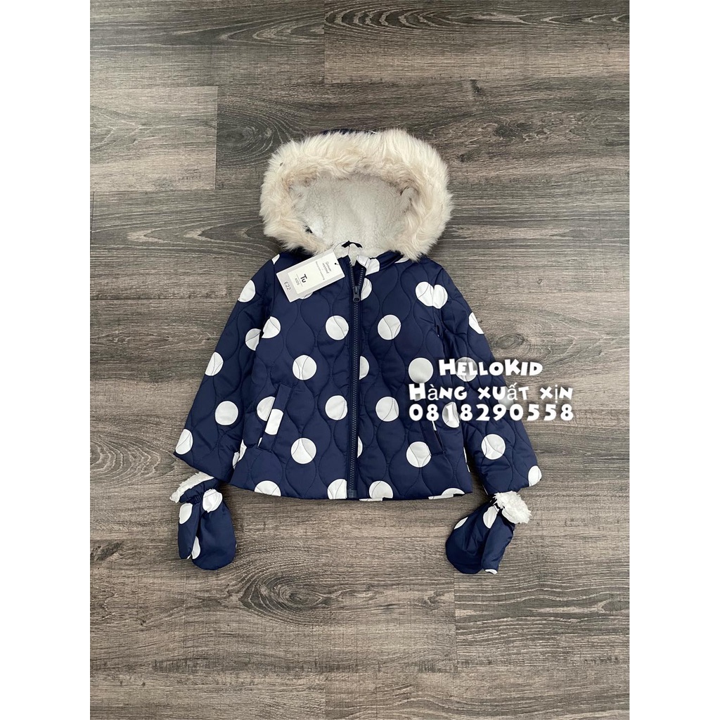 A887 - Áo phao chấm bi THAN trần bông lót lông cừu TU bé gái