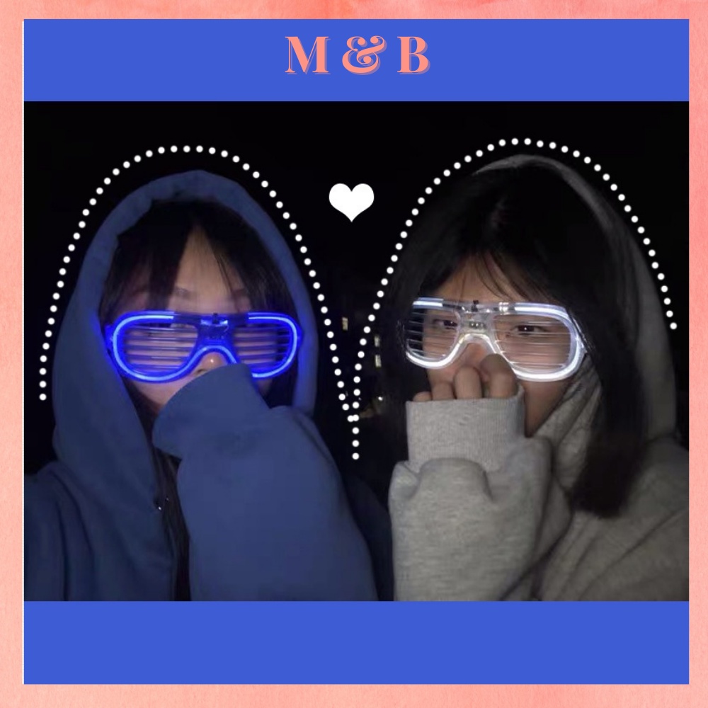 Mắt kính đèn Led phát sáng gọng tròn, trái tim phát sáng nhiều màu nhấp nháy vui nhộn, độc đáo, phong cách Retro đi bar