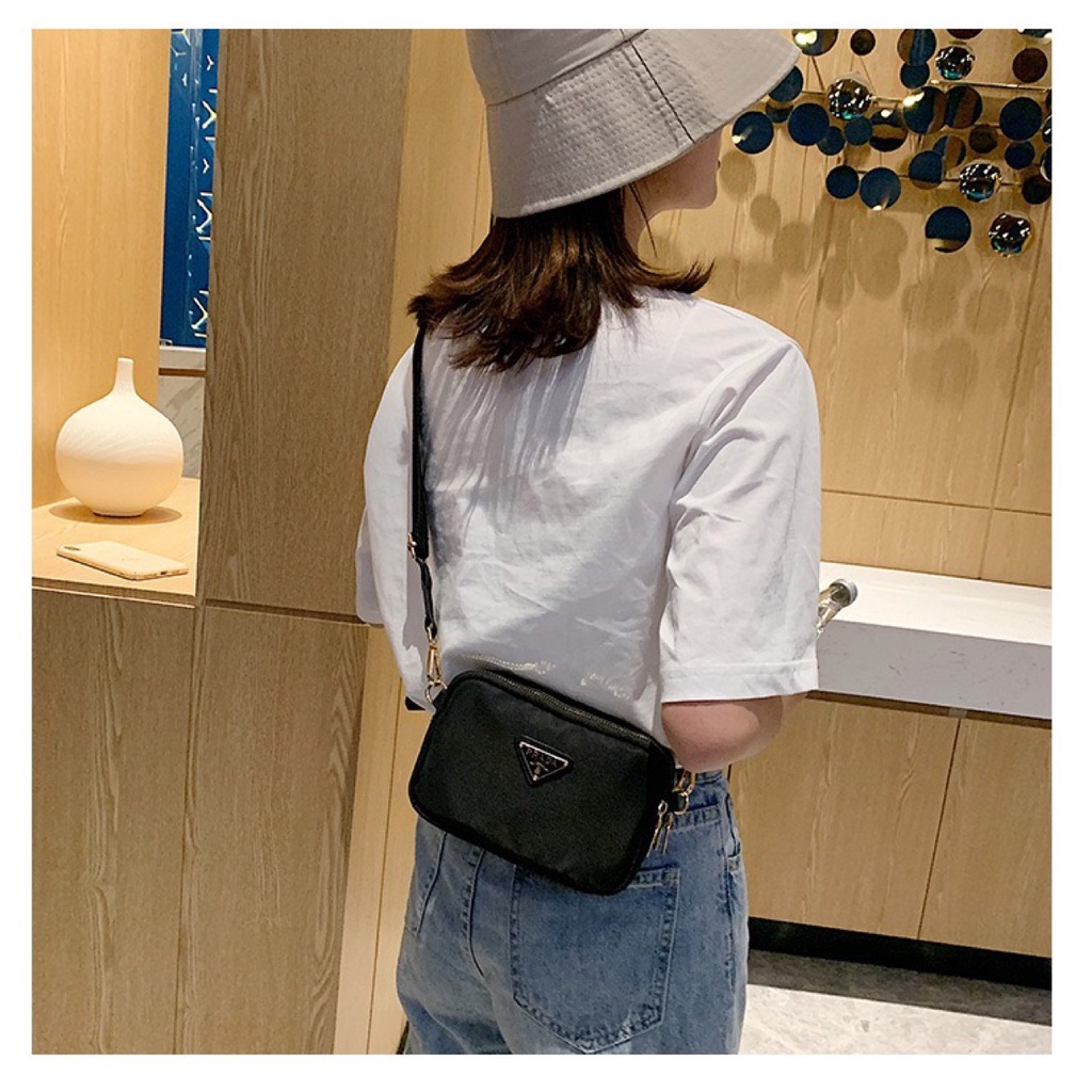 Túi Đeo Chéo Ba Chiều Bằng Vải Oxford Màu Đen Thời Trang 2022