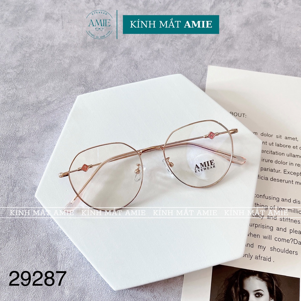 Gọng kính cận nữ AMIE Eyewear mắt tròn chất liệu kim loại thanh mảnh nhẹ nhàng phụ kiện thời trang 29287