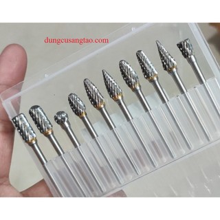 Bộ 10 mũi mài khuôn kim loại, gỗ, nhựa