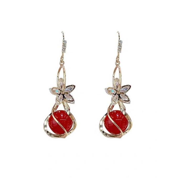 Bông Tai Hình Cánh Hoa Đính Đá Opal Thời Trang Hàn Quốc Cho Nữ