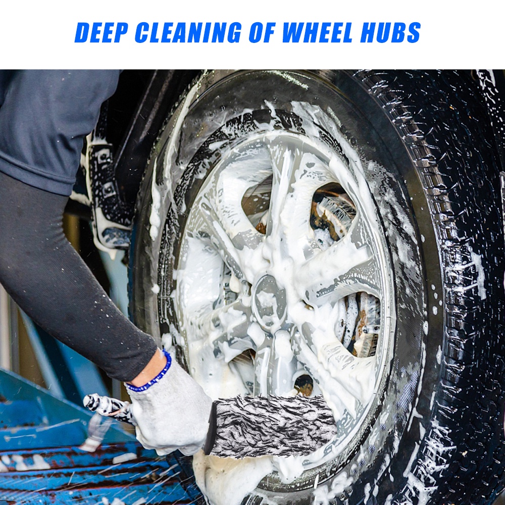 Bàn Chải Vệ Sinh Bánh Xe Hơi Cán Dài Lông Nhung Làm Sạch Sâu Chi Tiết Lốp Xe Khử Nhiễm