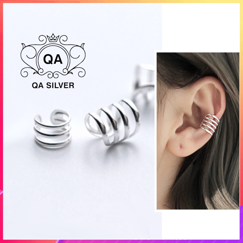 Khuyên tai bạc 925 kẹp vành tầng không cần lỗ bông nam nữ layer S925 EARCUFF QA SILVER Earrings EA210108