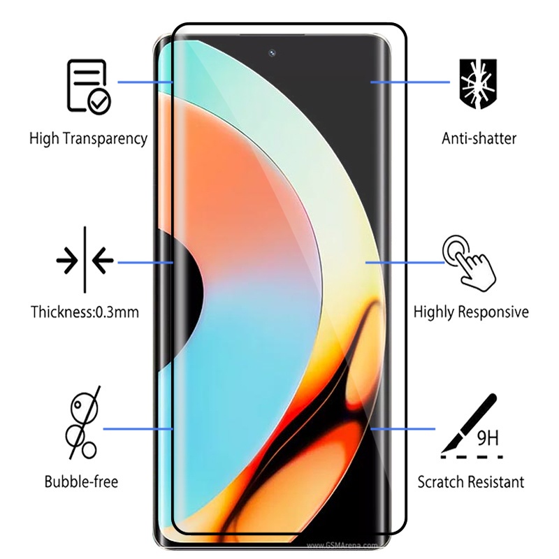 Toàn Bộ Kính Cường Lực Viền Cong Bảo Vệ Màn Hình Cho Realme 10 Pro Plus Realm10proplus 10Pro + Realme10pro +