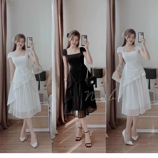 Set áo chéo tà+chân váy dập ly siêu sang chảnh