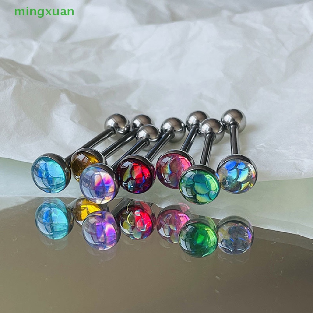 Nhẫn Thép Titan Họa Tiết Vảy Cá Màu Gradient Thời Trang Cho Nữ