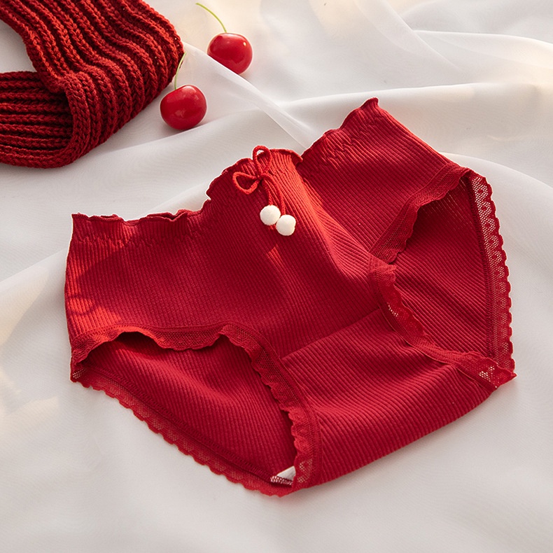 Quần Lót Cotton Nguyên Chất Phối Ren Hình Trái Tim May Mắn Cho Nữ