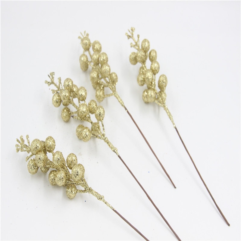 Set 12 Nhánh Berry Đỏ Lấp Lánh Trang Trí Cây Thông Giáng Sinh Năm Mới