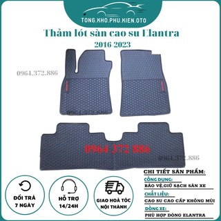 Thảm lót sàn cao su xe Elantra 2016-2024 hàng ko mùi - tổ ong chữ đỏ