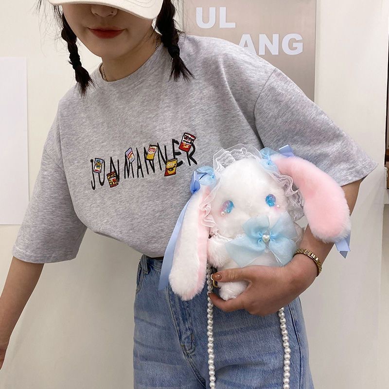 Babyfair. Túi Đeo Chéo Hình Thỏ Nhồi Bông Đính Nơ Phong Cách Lolita Dễ Thương Dành Cho Bé Gái