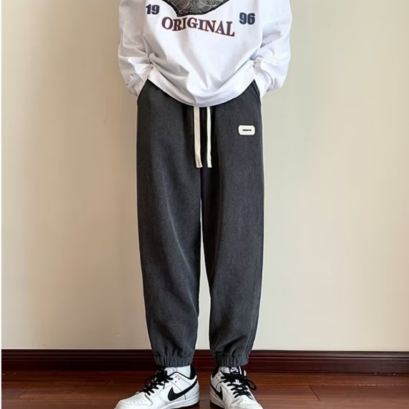 Quần Dài Thể Thao Dáng Rộng Lưng Thun Co Giãn Tốt Kiểu hip-hop Đường Phố Hàn Quốc Cá Tính Cho Nam