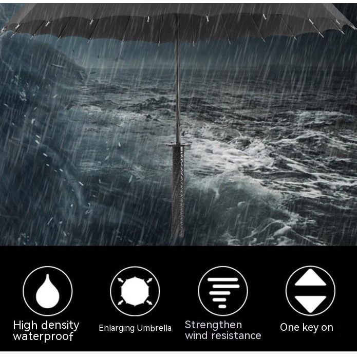 Dù Tự Động Tay Cầm Dài Hình Cây Kiếm samurai Độc Đáo Sáng Tạo