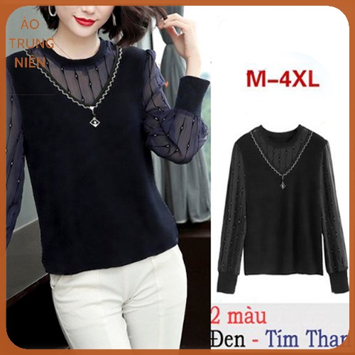 Áo Thun Kiểu Cho Người Trung Niên Nữ Big Size Cho Mẹ 39 40 Tuổi Thời Trang Trung Niên Như Thủy LE007X