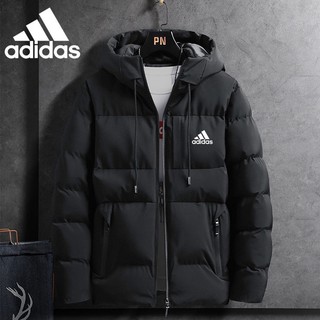Áo khoác phao adidas có mũ trùm chất liệu cotton dày dặn ấm áp thời trang mùa đông dành cho bé trai