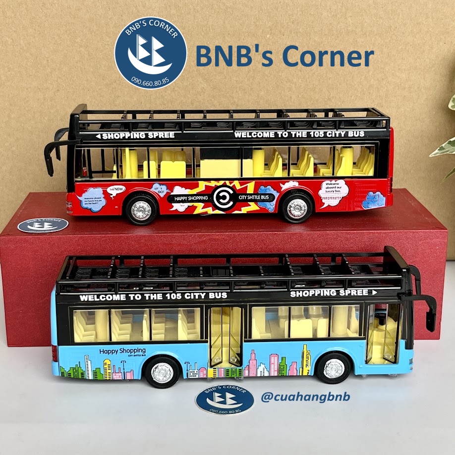 Mô hình xe buýt 2 tầng tỉ lệ 1:32 bằng hợp kim
