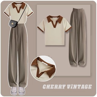 Set áo croptop phối cùng quần ống rộng