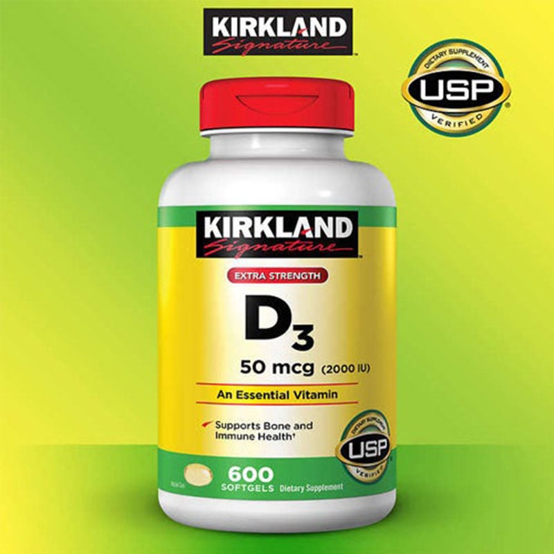 Viên Uống Bổ Sung Vitamin D3 Kirkland 50mcg