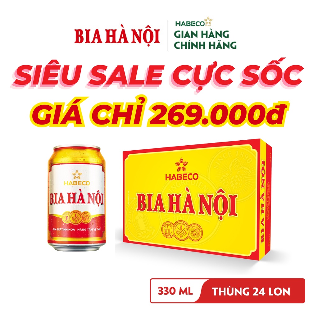 Thùng 24 lon Bia Hà Nội - HABECO (330ml/lon)