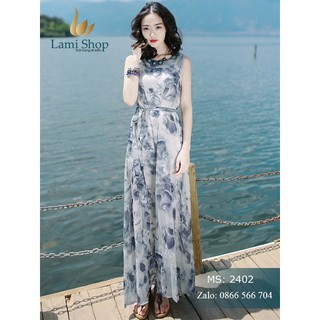 Váy maxi suông dài sát nách đi biển cho người béo