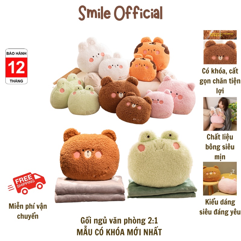 Bộ Chăn Gối Văn Phòng Tiện Lợi 2 Trong 1 Hình Thú Dễ Thương Sskyhome_Smile
