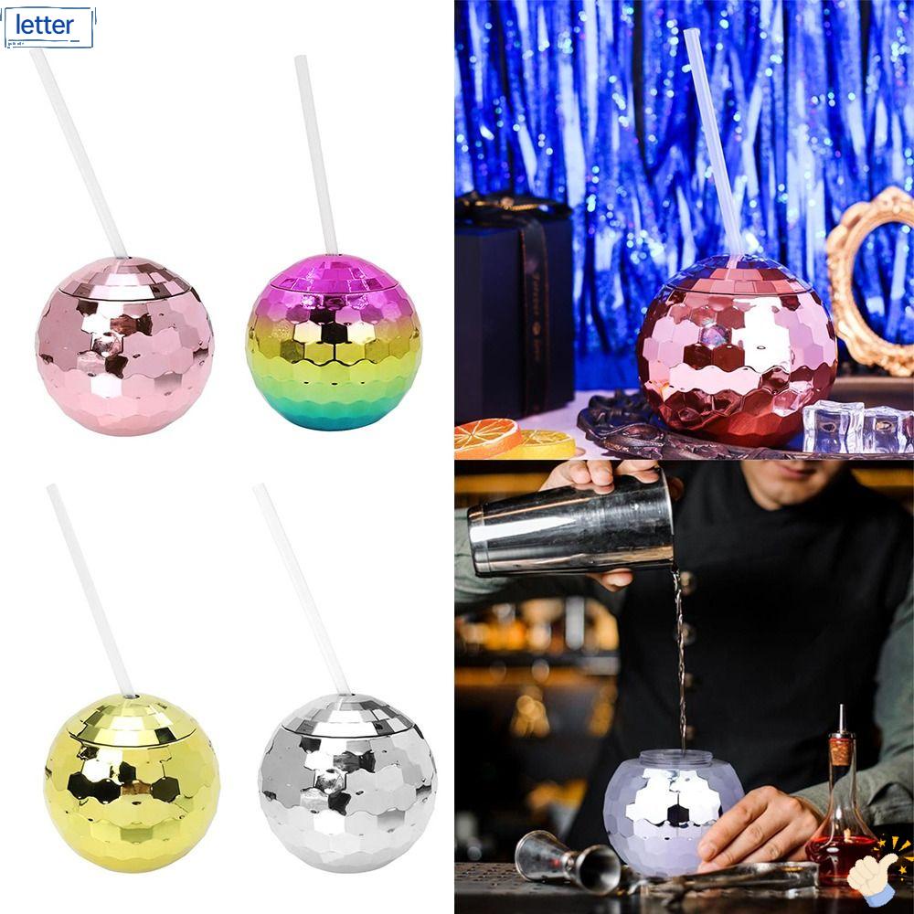 Ly Uống Nước Có Ống Hút Hình Quả Bóng Disco Độc Đáo