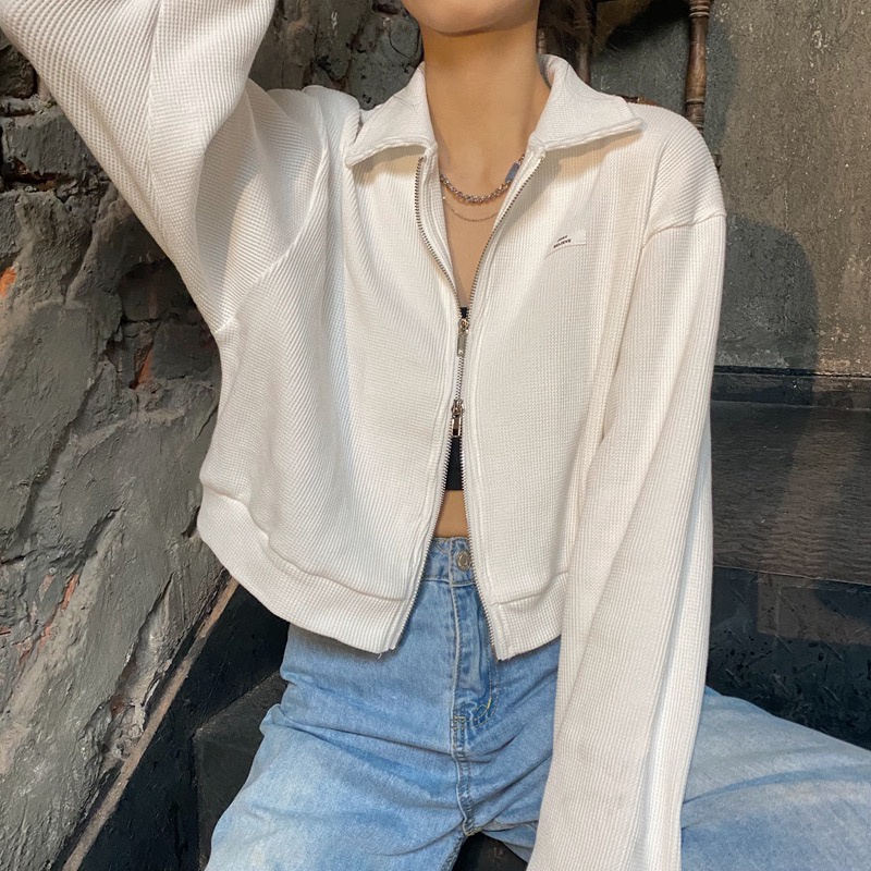 Áo Khoác Nữ Dáng Rộng Có Khóa Kéo Thời Trang Phong Cách