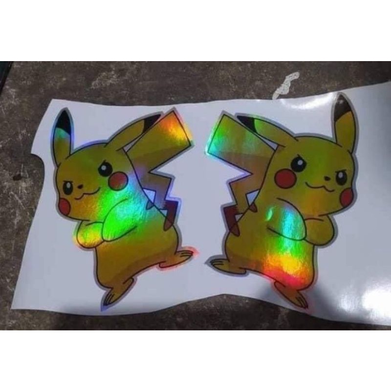 Tem sticker Pikachu phản quang bảy màu siêu đẹp dán trang trí xe ô tô, xe tải. Tem Pikachu 3 lớp siêu đẹp