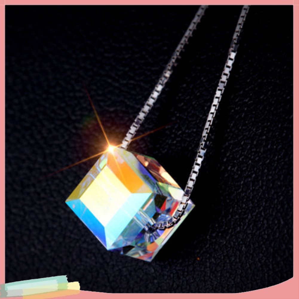 Dây chuyền mặt khối lập phương đa sắc thời trang