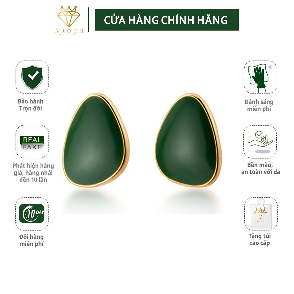 Khuyên tai bạc Ý s925 hình giọt nước màu xanh lá cây G5294 - AROCH Jewelry