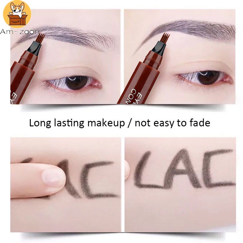 Bút Kẻ Lông Mày 3D Dạng Lỏng 4 Chấu Tạo Hiệu Ứng Hình Xăm Không Thấm Nước Am-Z