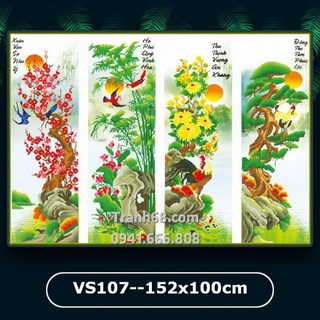 Tranh đính đá tứ quý xuân hạ thu đông df252 (chưa đính)