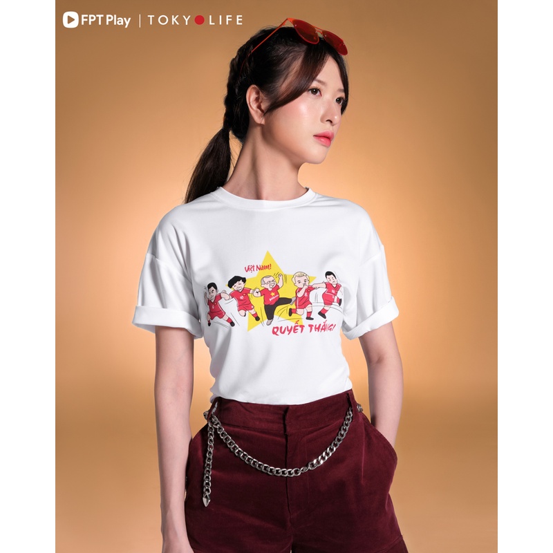 Áo T-shirt unisex &quot;Việt Nam quyết thắng&quot; phiên bản đặc biệt cổ vũ đội tuyển bóng đá Việt Nam TOKYOLIFE C8TSH502M