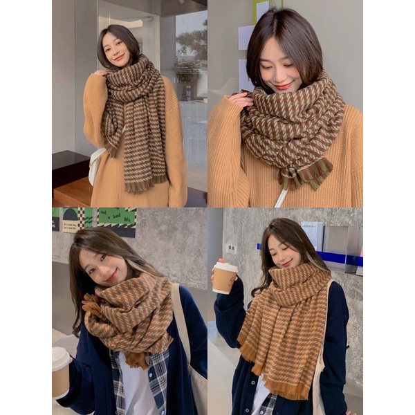 Khăn len dạ quàng cổ nam nữ mùa đông phong cách Hàn