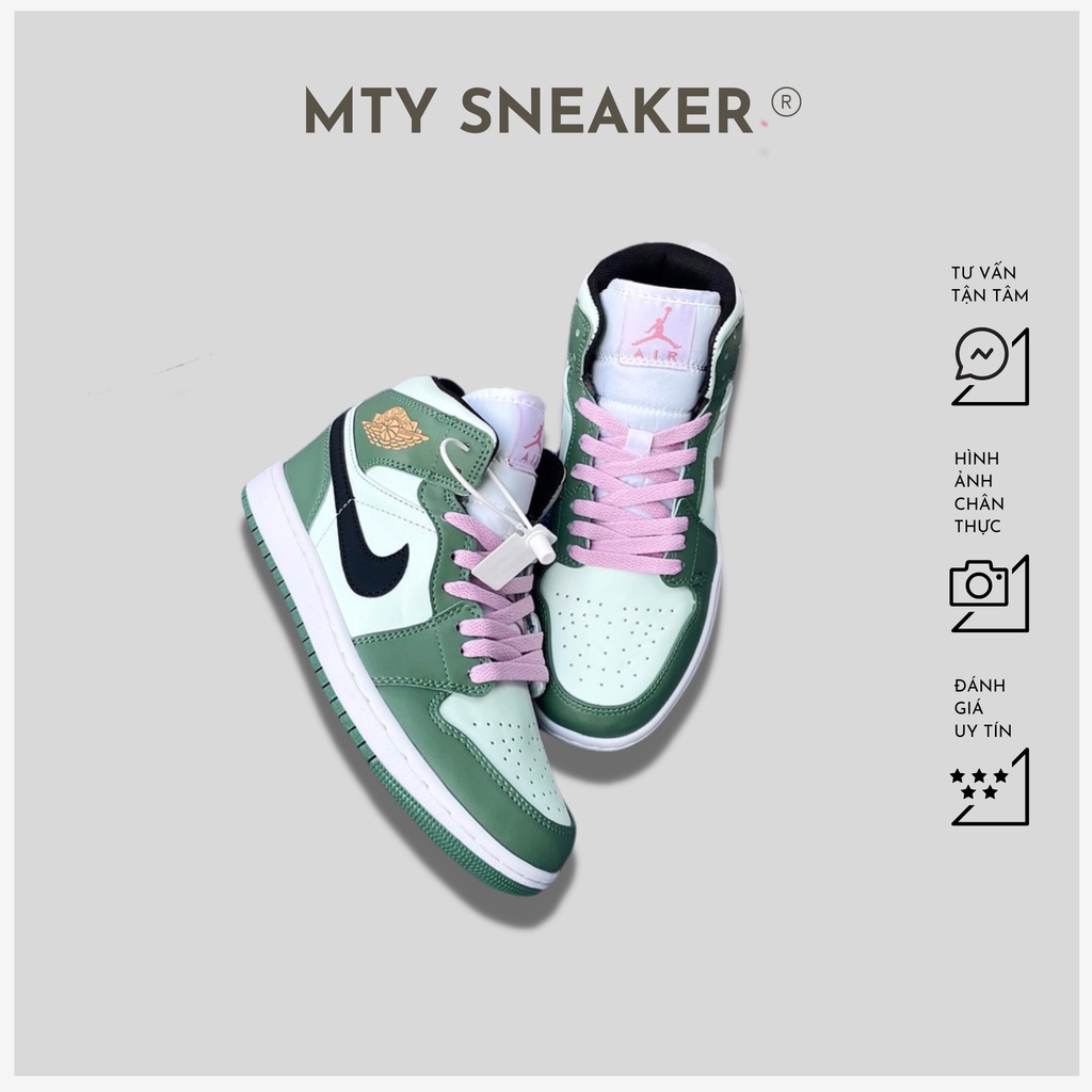 Giày thể thao 𝗡𝗶𝗸𝗲 𝗝𝗼𝗿𝗱𝗮𝗻 1 Cao Cổ 𝗚𝗥𝗘𝗘𝗡 𝗫𝗮𝗻𝗵 𝗟𝗮́, Full BOX + BILL + PK