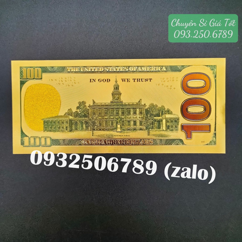 Giới thiệu Tờ 100 USD Mạ Vàng Plastic Seri 999999999 Tờ 100 usd mạ vàng này rất giống với tờ 100$ thiệt của Mỹ