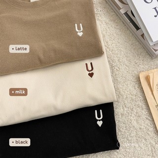 Áo len tăm cổ tròn basic thêu tim - Daily Pullover - by ufo.thebasic