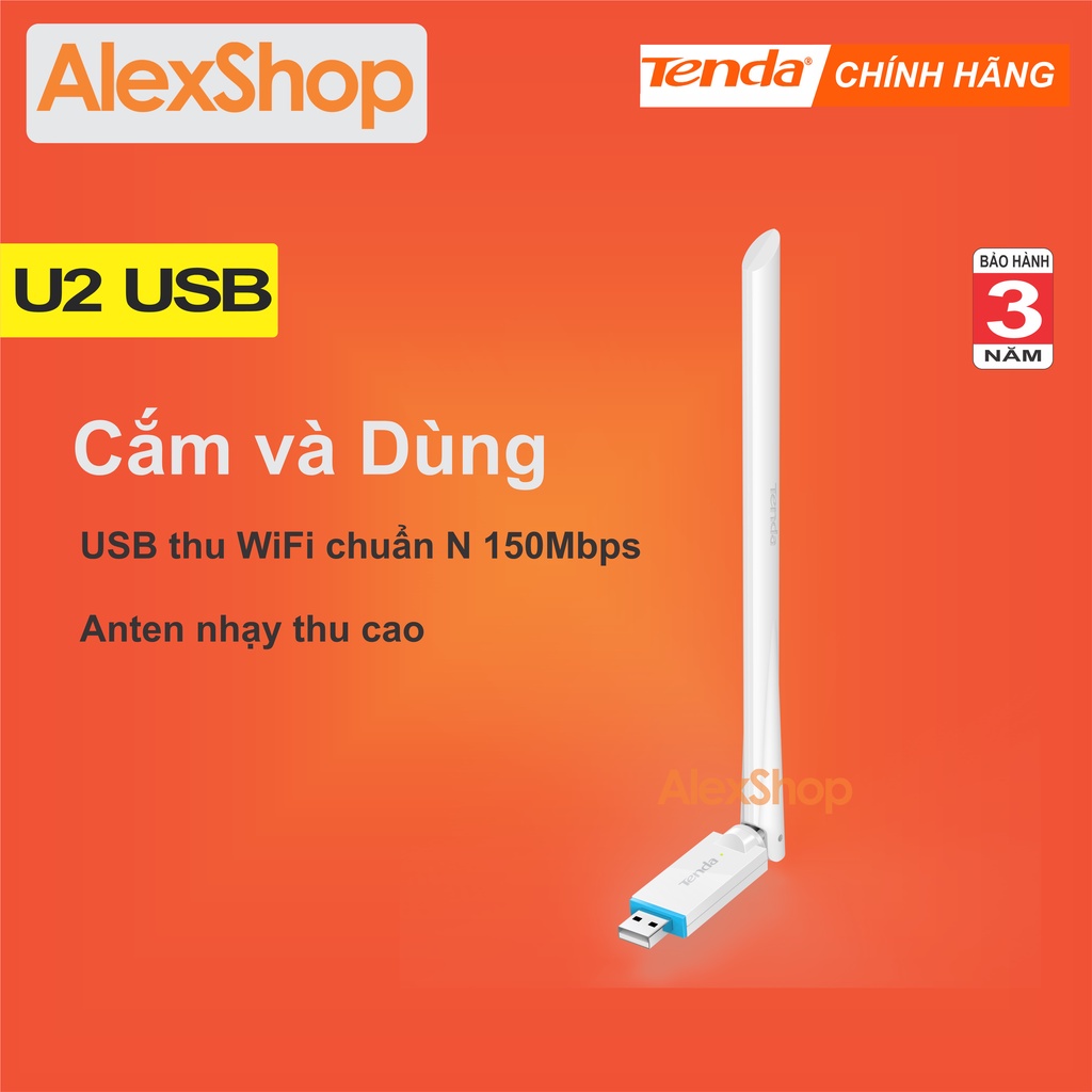 USB WiFi Tenda U2 Cao Cấp 150Mpbs 6dBi - Bảo Hành 3 Năm