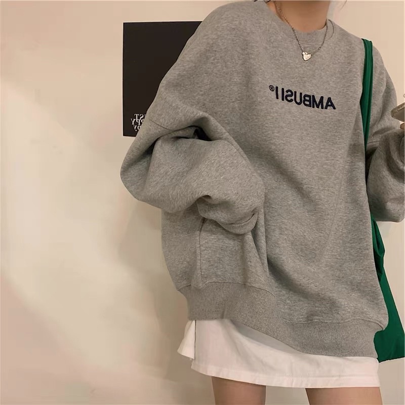 Áo sweater dày dặn AMBUSII, áo nỉ bông nam nữ chất đẹp thời trang - giangminhhkt