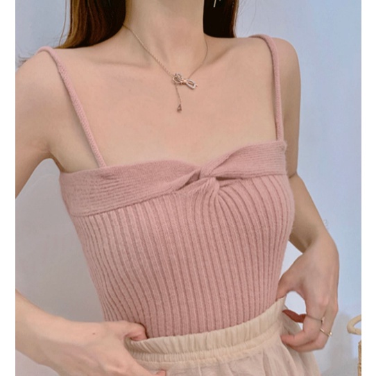 Áo dây yếm ZHELIHANGFEI dệt kim eo cao gợi cảm