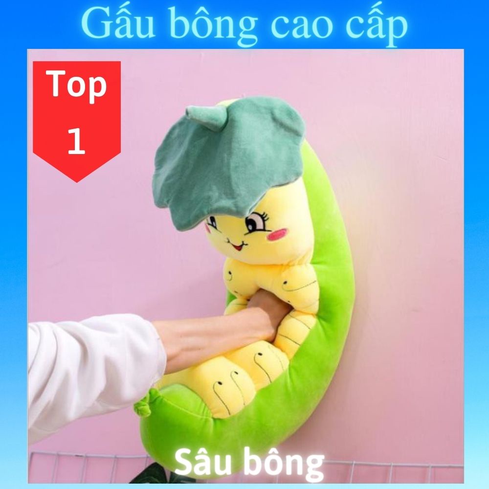 Gấu bông to Con Sâu 🛡𝑯𝒂̀𝒏𝒈 𝑪𝒂𝒐 𝑪𝒂̂́𝒑🛡, gối ôm hình thú nhồi bông Con Sâu siêu cute, gối ôm cho bé 1m2/70cm
