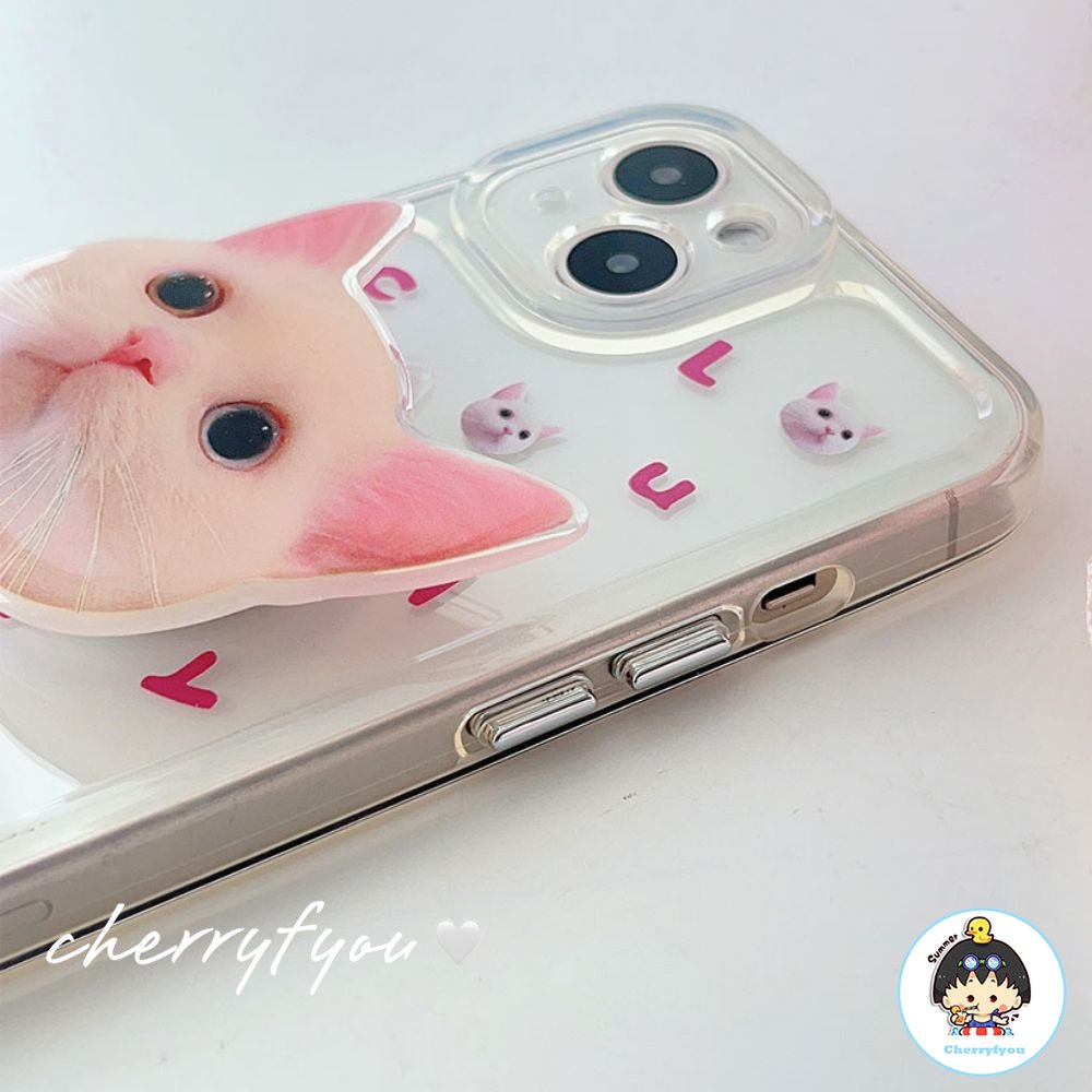 Ốp Điện Thoại TPU Mềm Chống Bụi Chống Sốc Có Giá Đỡ Hình Đầu Mèo Cho IPhone 14 13 12 11 Pro Max