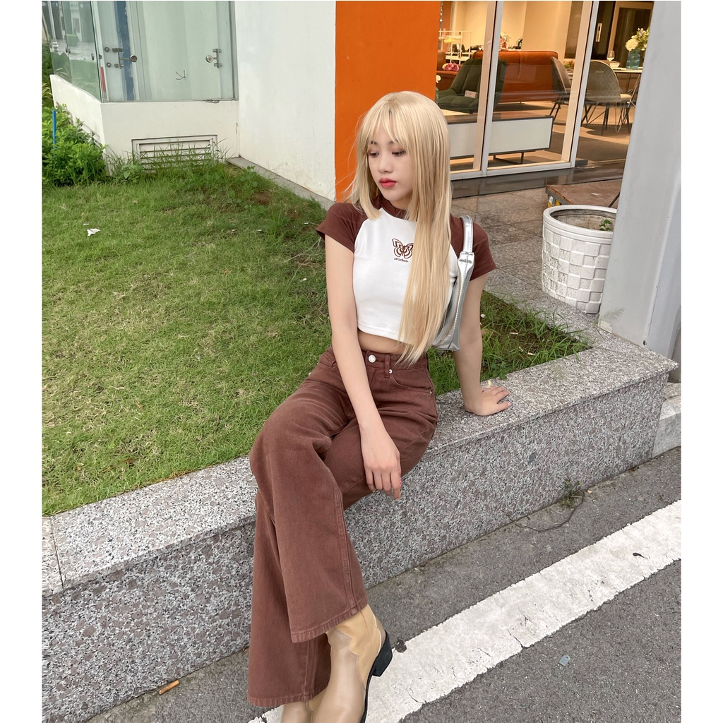 Áo Croptop Phối Tay PRADIES Butterfly