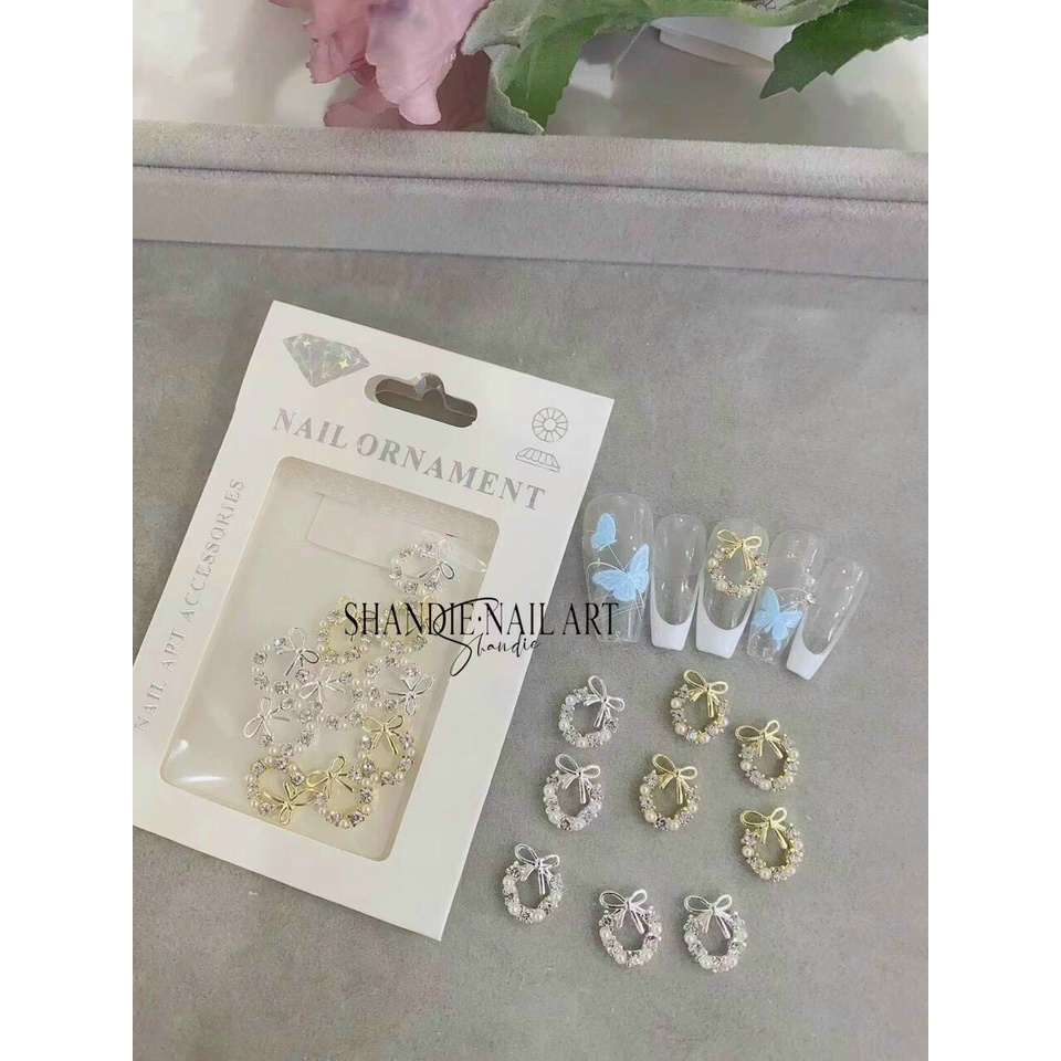 Phụ kiện trang trí  tròn nơ móng tay nail