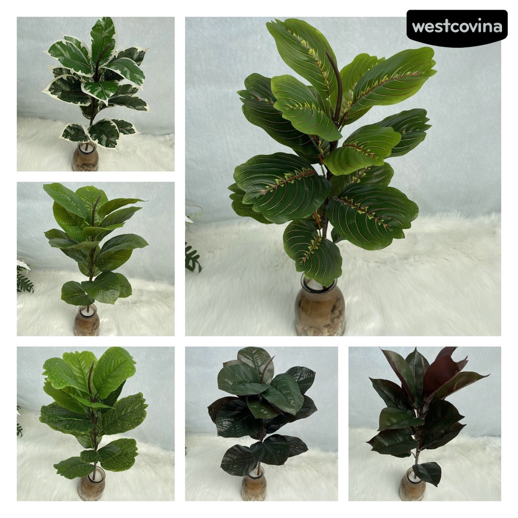 [WEST]⚘1 Nhánh Lá Giả Bằng Lụa Sống Động Trang Trí Bàn Trung Tâm