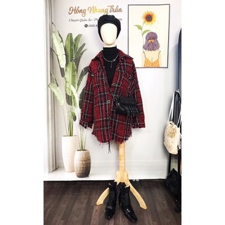 Áo sơ mi dạ tweed cá tính
