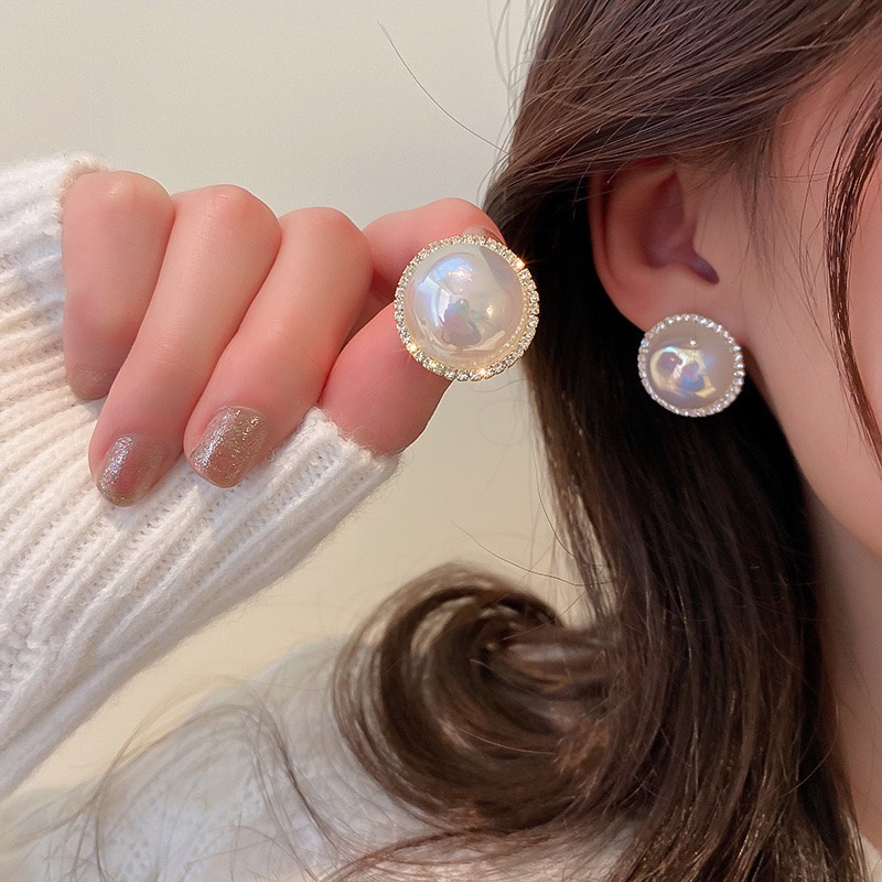 Khuyên tai nữ tròn ngọc trai sang trọng Her Accessories bông tai tròn cô dâu H170